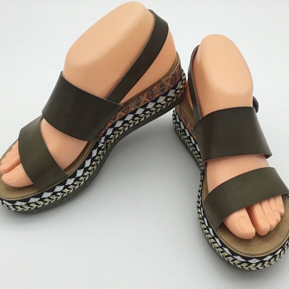 Blowfish Malibu Shoes - Blowfish Malibu Slingback Green Platform Sandals Vegan Leather Sz 6